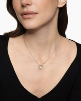 Crossover Pendant Necklace in Sterling Silver with 18K Yellow Gold and Diamonds, 14.5mm